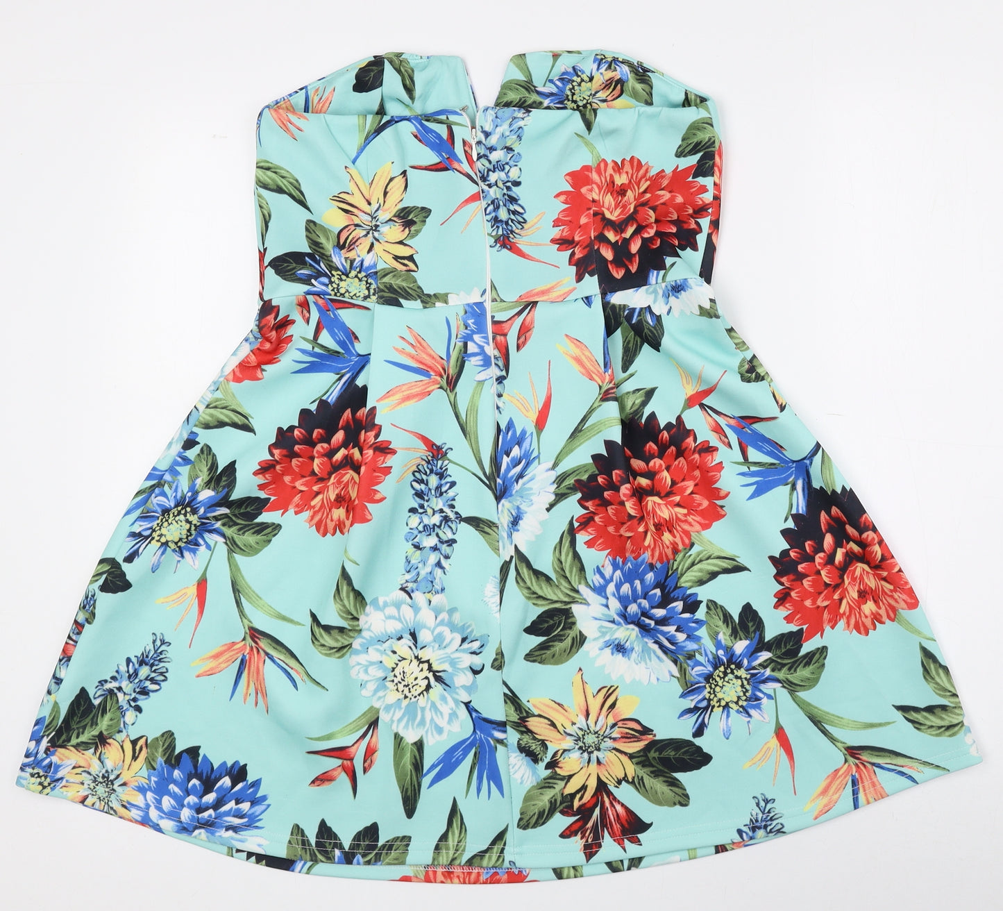 AX Paris Womens Multicoloured Floral Polyester A-Line Size 12 Sweetheart Zip