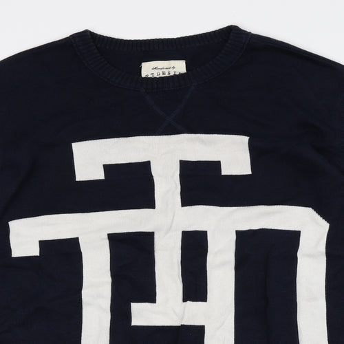 TOM TAILOR Mens Blue Crew Neck Cotton Pullover Jumper Size XL