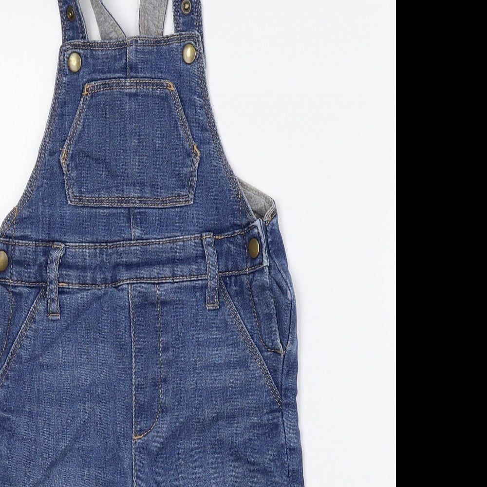 Marks and Spencer Boys Blue Cotton Dungaree One-Piece Size 12-18 Months Button