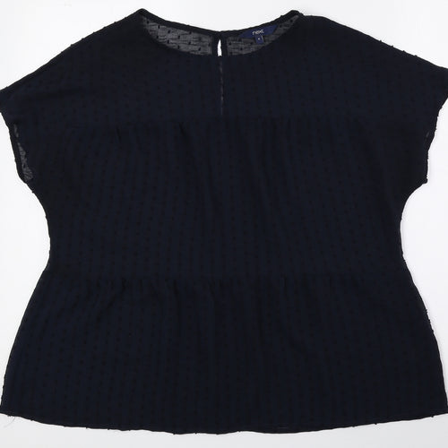NEXT Womens Black Polyester Basic Blouse Size 8 Crew Neck