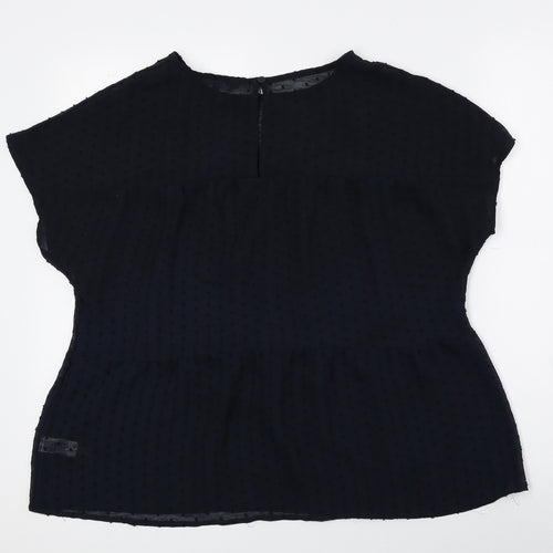 NEXT Womens Black Polyester Basic Blouse Size 8 Crew Neck