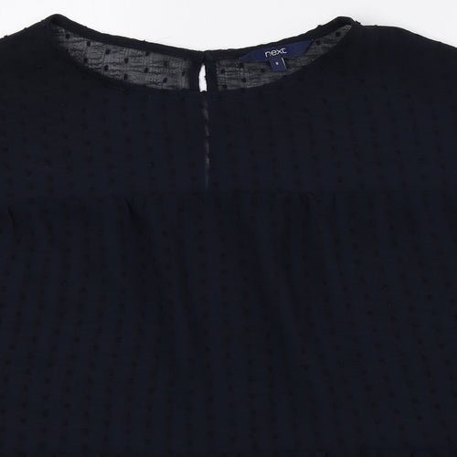 NEXT Womens Black Polyester Basic Blouse Size 8 Crew Neck