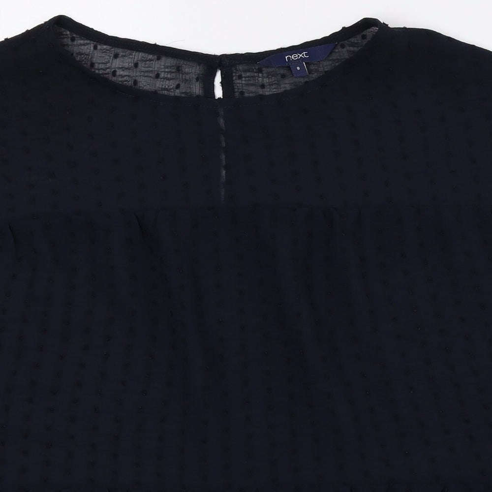 NEXT Womens Black Polyester Basic Blouse Size 8 Crew Neck