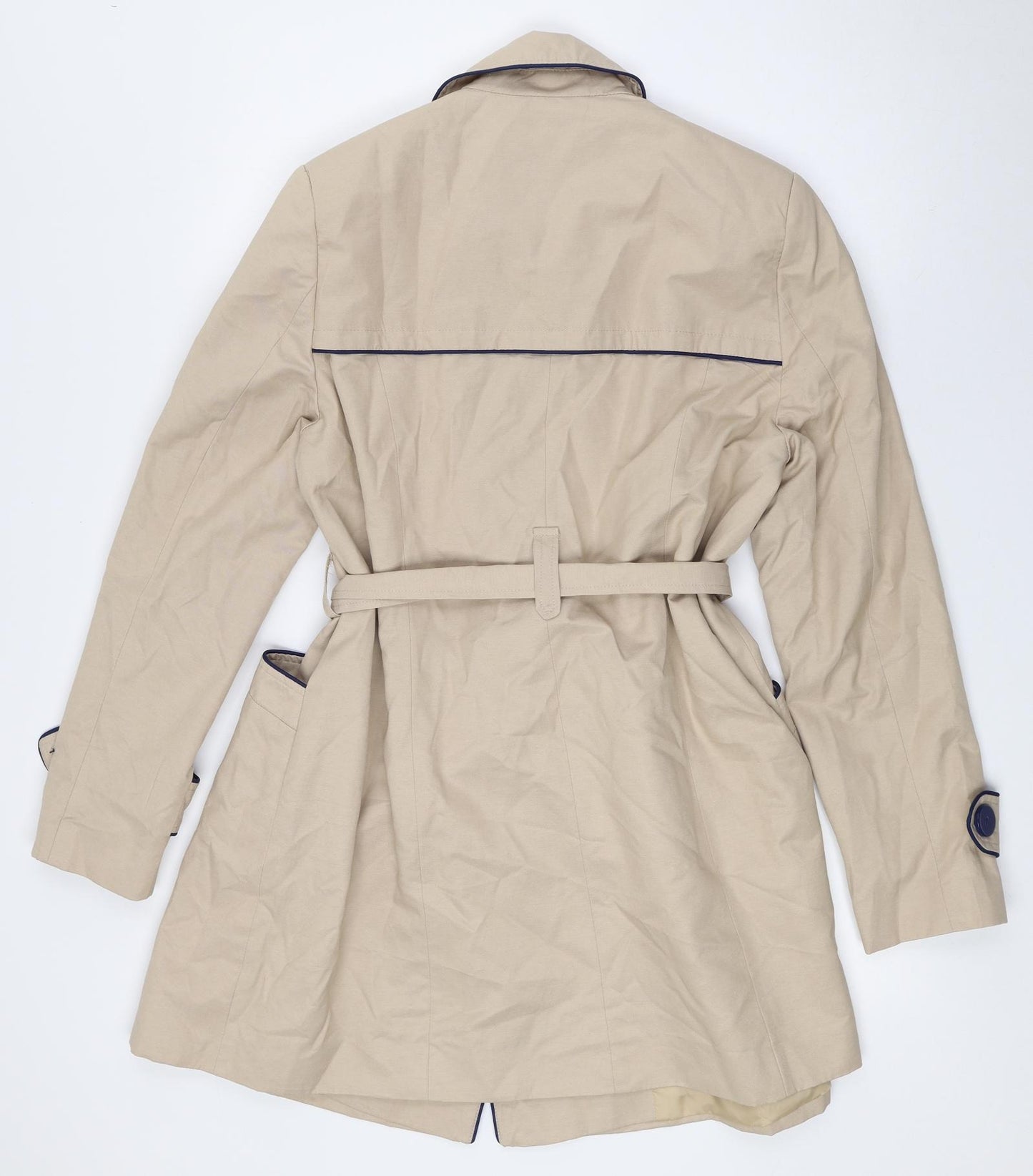Mystery Womens Beige Trench Coat Coat Size 16 Button