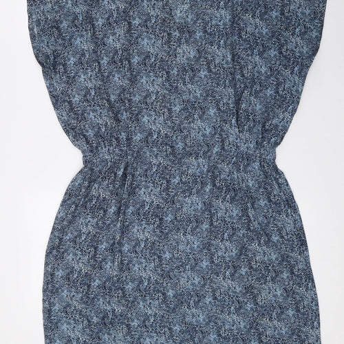 TOM TAILOR Womens Blue Geometric Polyester Shirt Dress Size 40 V-Neck