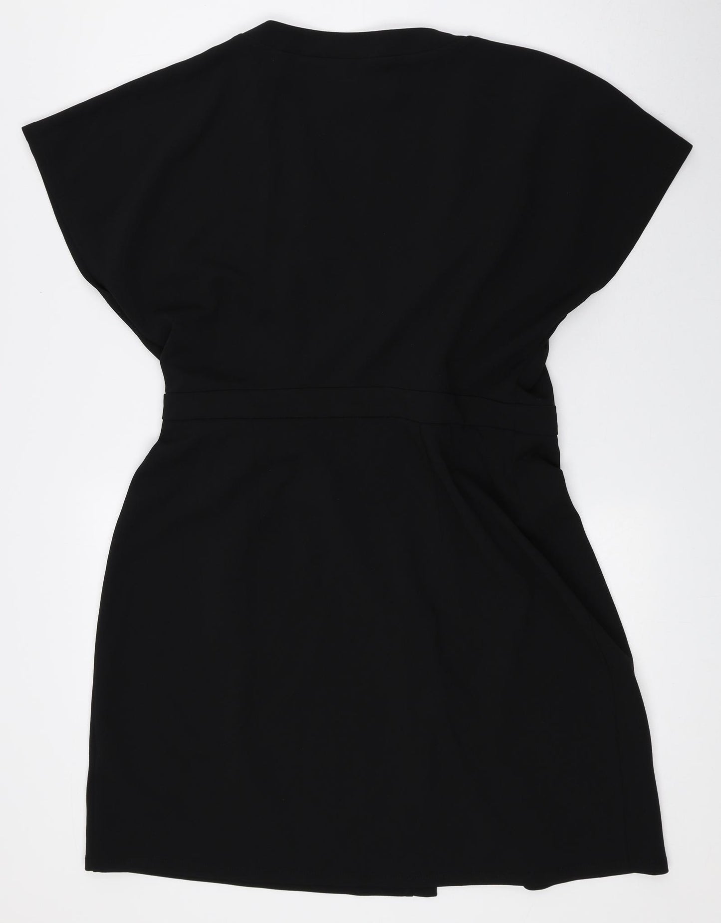 Lipsy London Womens Black Polyester Wrap Dress Size 14 V-Neck Tie