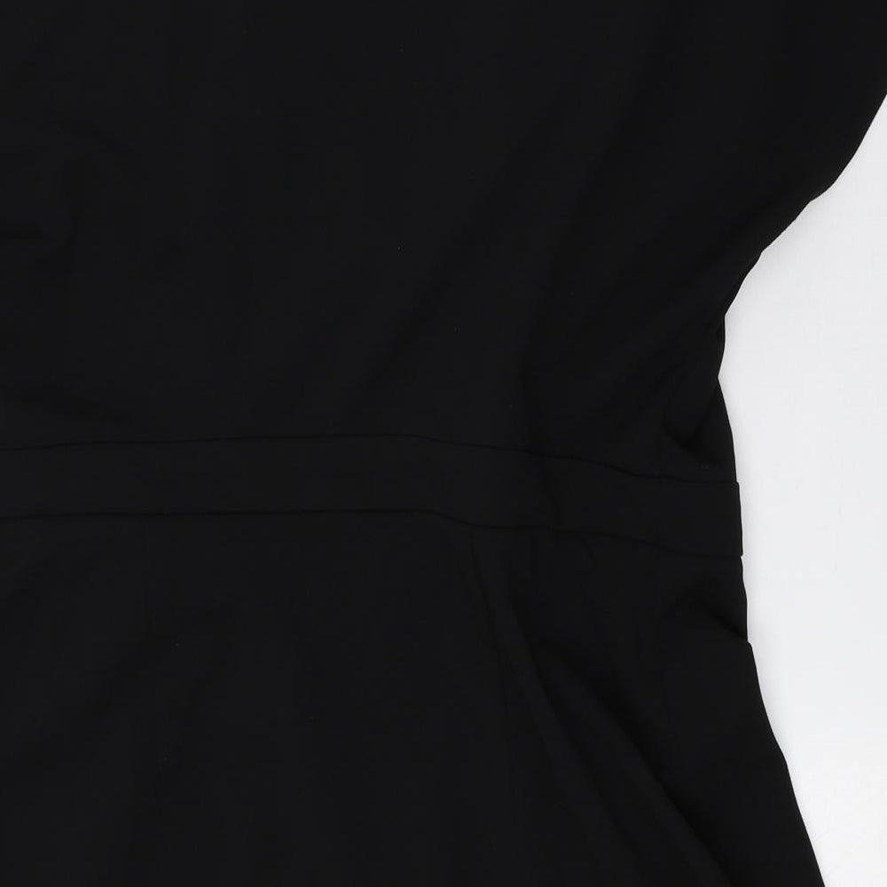 Lipsy London Womens Black Polyester Wrap Dress Size 14 V-Neck Tie