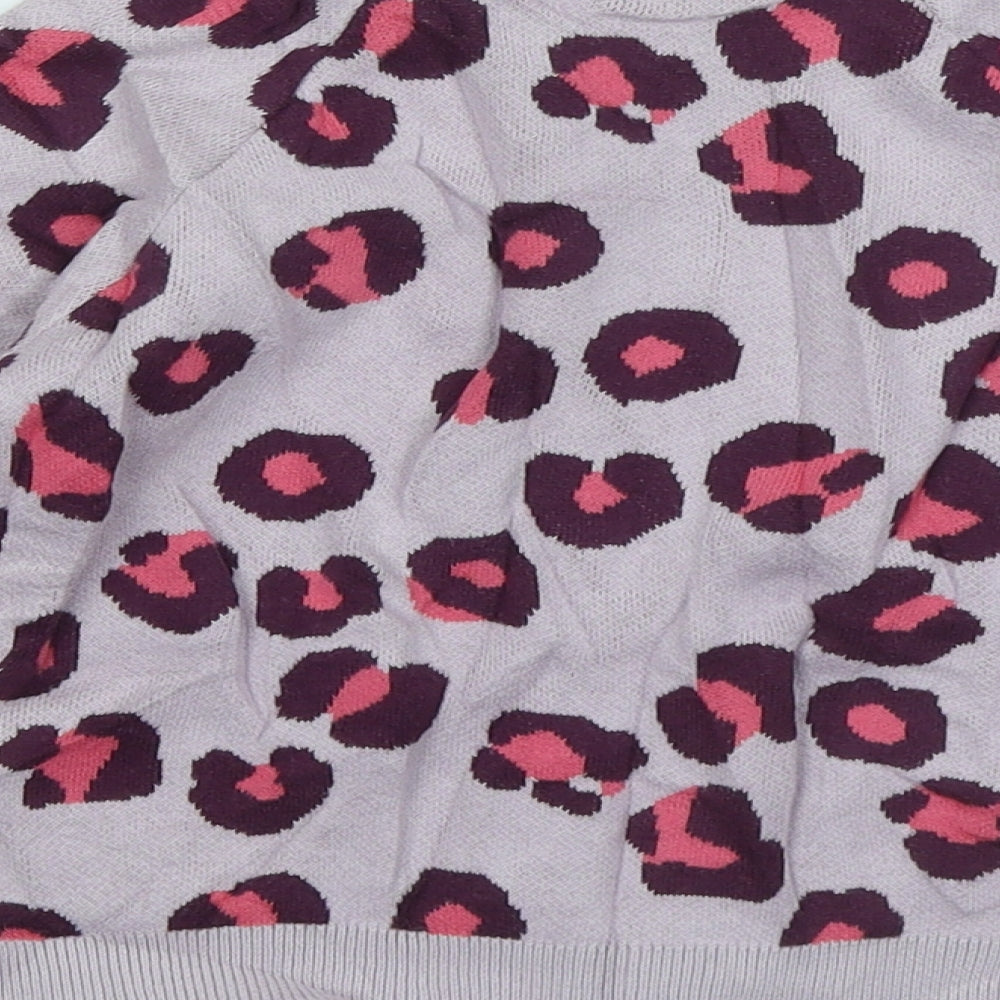 TU Girls Pink Round Neck Animal Print Cotton Pullover Jumper Size 3-4 Years - Leopard Print