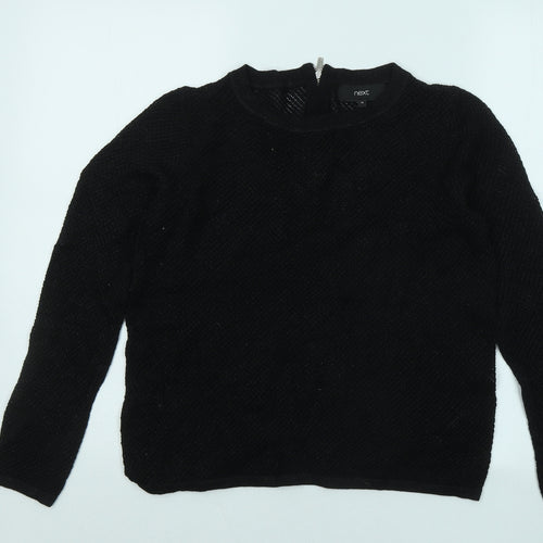 NEXT Womens Black Round Neck Cotton Pullover Jumper Size 10