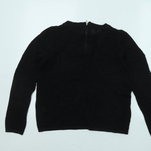NEXT Womens Black Round Neck Cotton Pullover Jumper Size 10