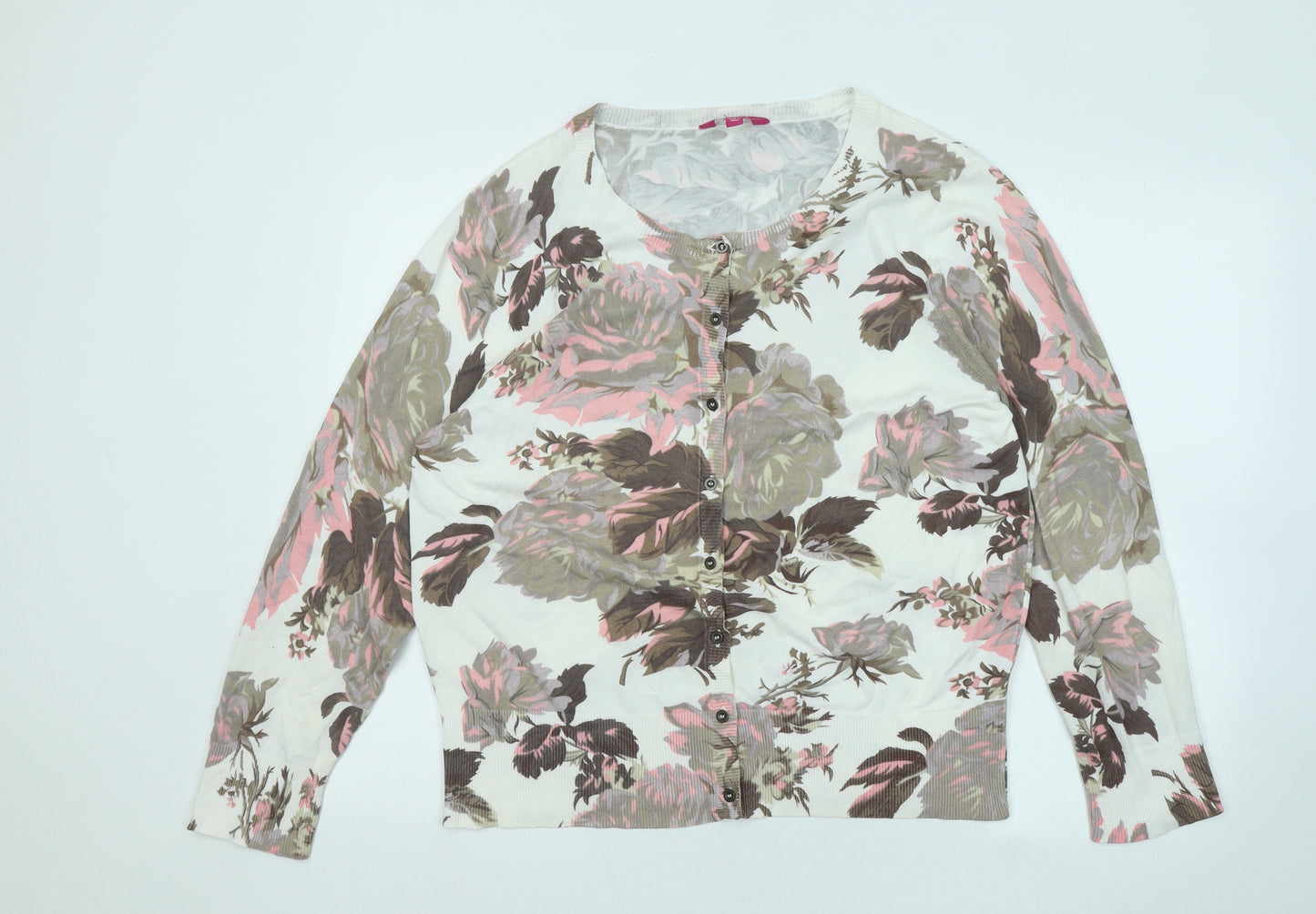 Changes By Together Womens White Round Neck Floral Viscose Pullover Jumper Size 16
