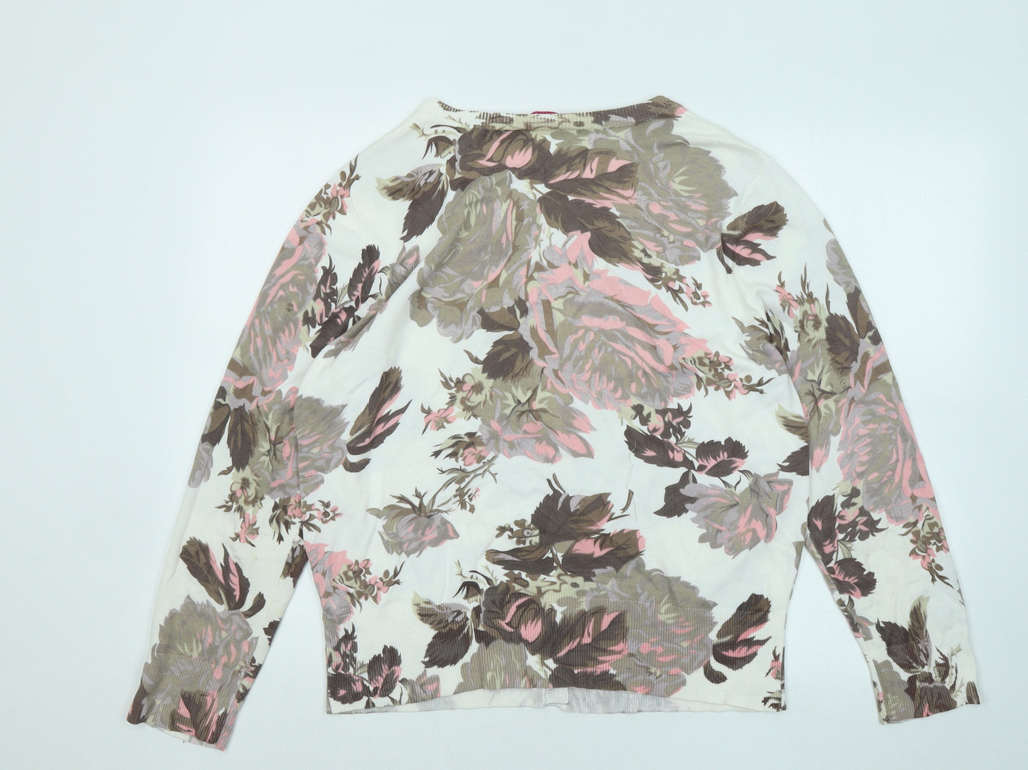 Changes By Together Womens White Round Neck Floral Viscose Pullover Jumper Size 16
