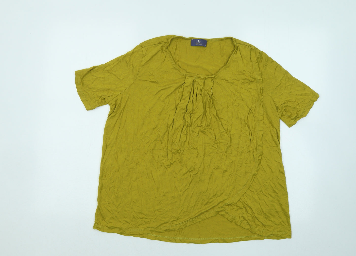 TU Womens Green Viscose Basic T-Shirt Size 18 Round Neck