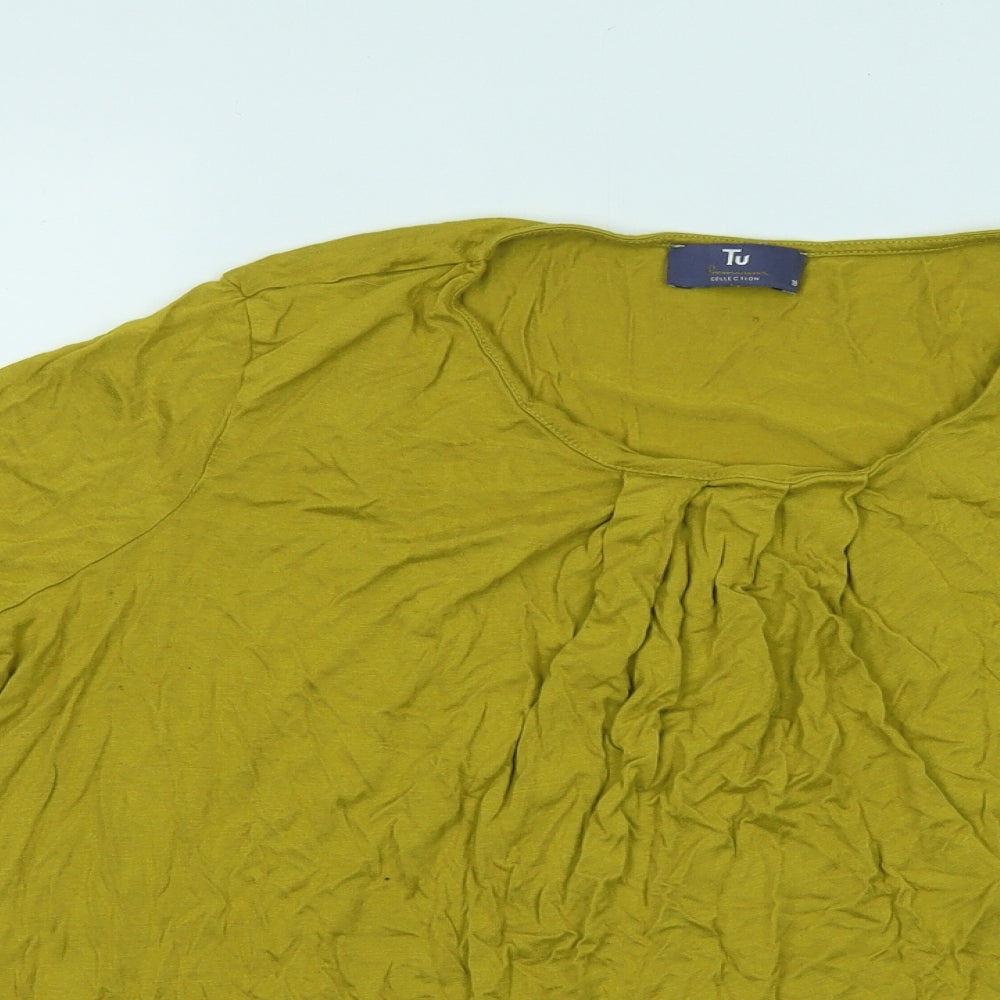 TU Womens Green Viscose Basic T-Shirt Size 18 Round Neck