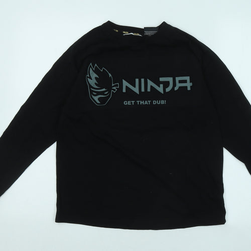 Zara Boys Black Cotton Basic T-Shirt Size 11-12 Years Round Neck - Ninja Get That Dub!