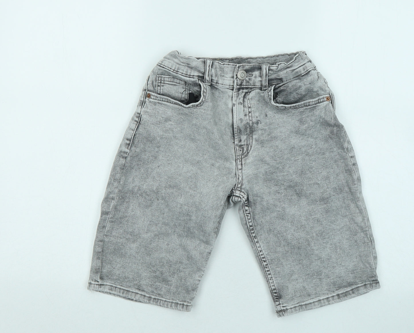 Zara Boys Grey Cotton Bermuda Shorts Size 11-12 Years Regular Zip