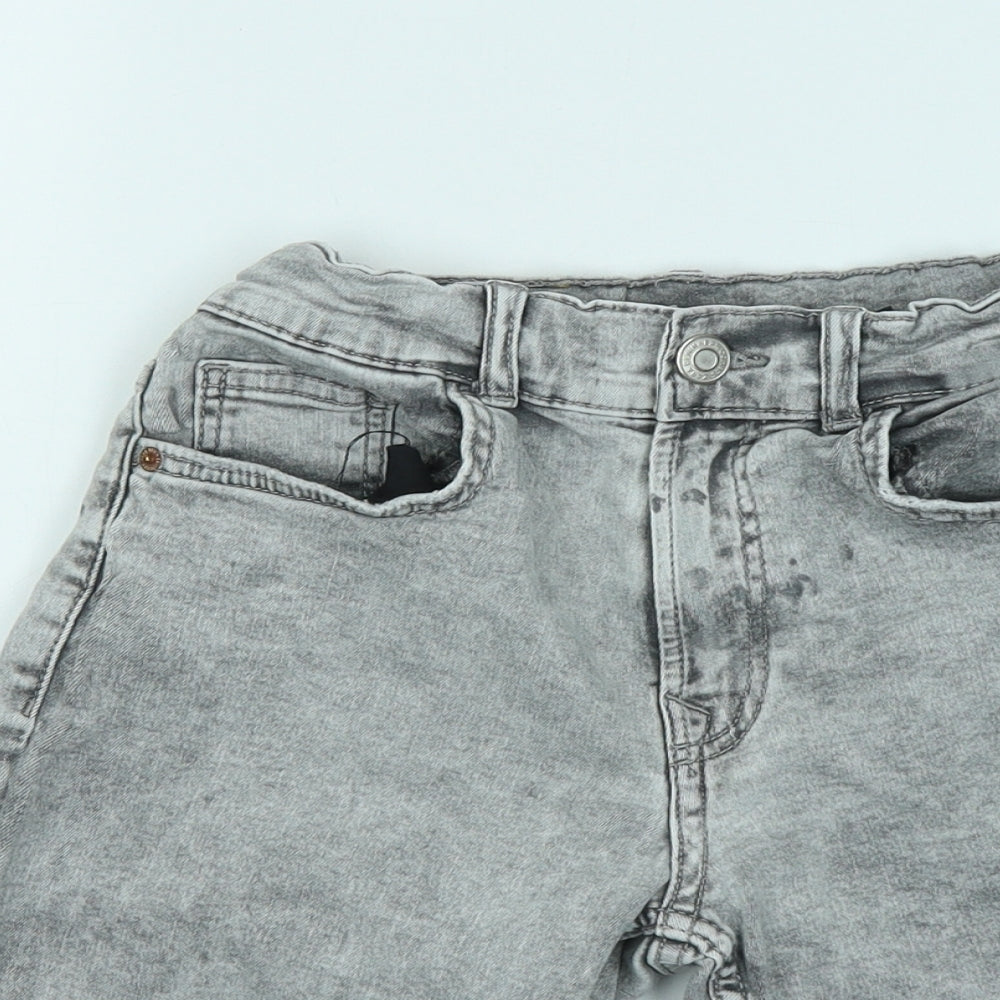 Zara Boys Grey Cotton Bermuda Shorts Size 11-12 Years Regular Zip