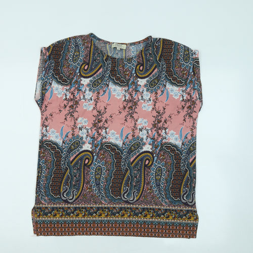 Papaya Womens Multicoloured Floral Polyester Basic T-Shirt Size 12 Round Neck