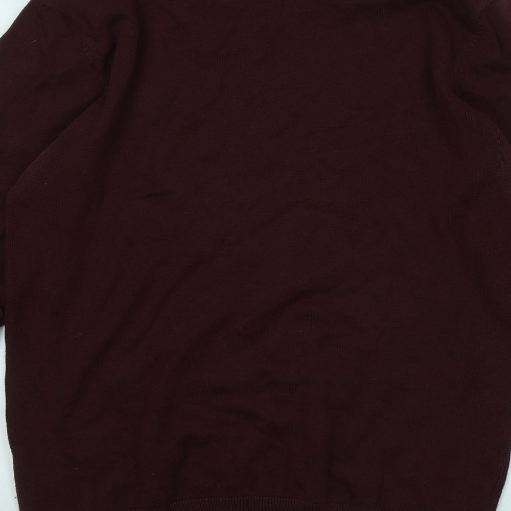 Holmes & Co Mens Red Round Neck Cotton Pullover Jumper Size M