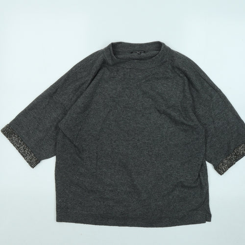 Warehouse Womens Grey Round Neck Acrylic Pullover Jumper Size 8