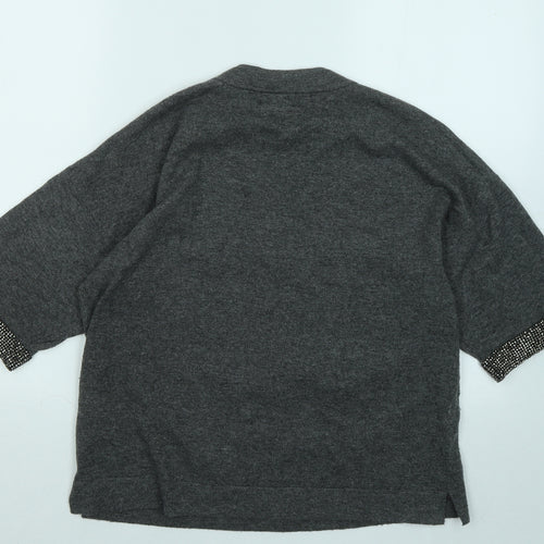 Warehouse Womens Grey Round Neck Acrylic Pullover Jumper Size 8