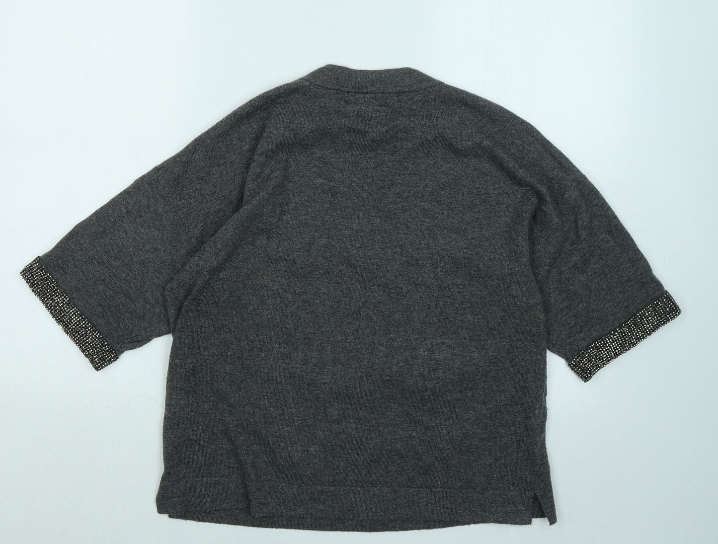 Warehouse Womens Grey Round Neck Acrylic Pullover Jumper Size 8