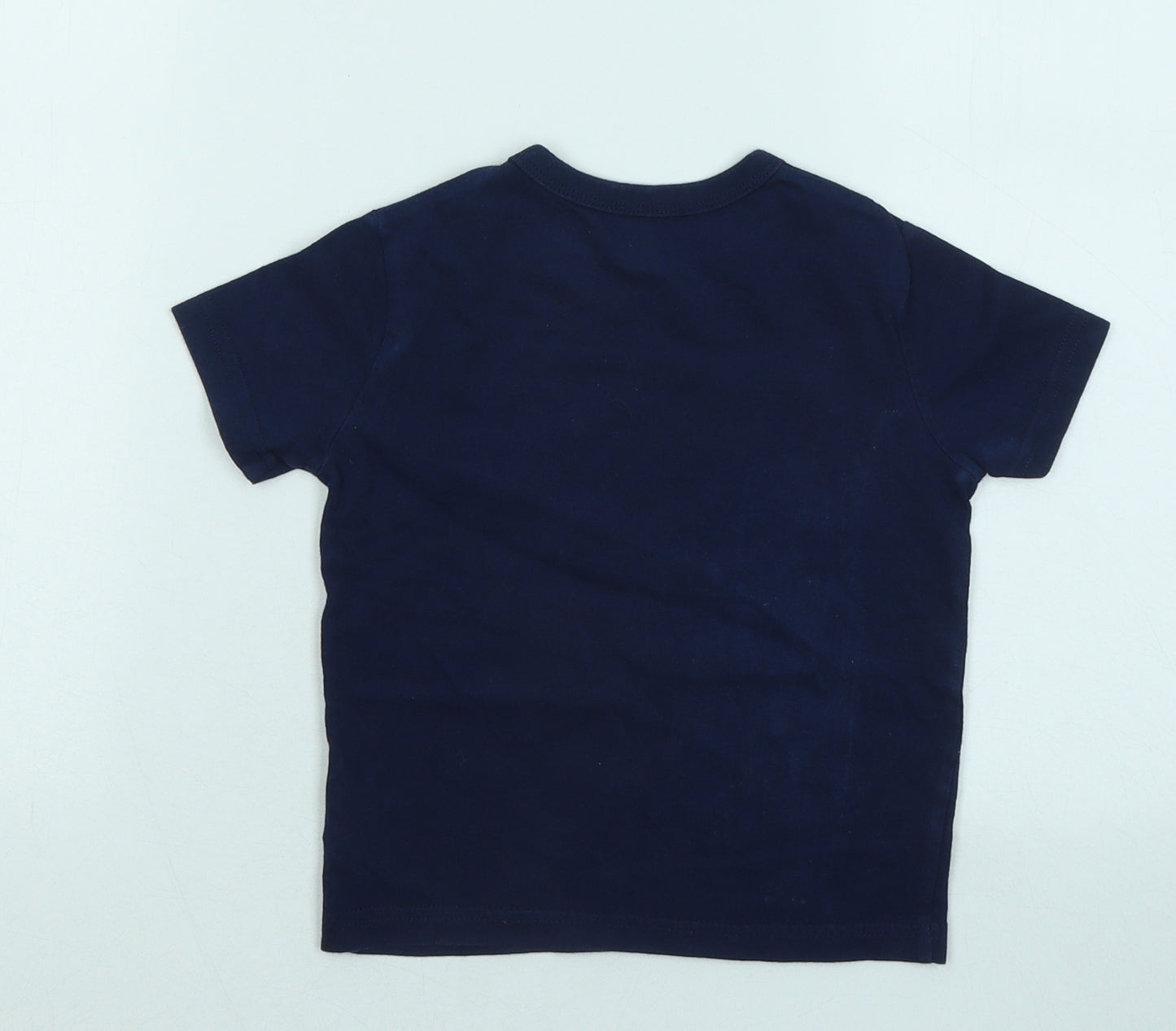 Gap Boys Blue Cotton Basic T-Shirt Size 2 Years Round Neck - Dinosaur