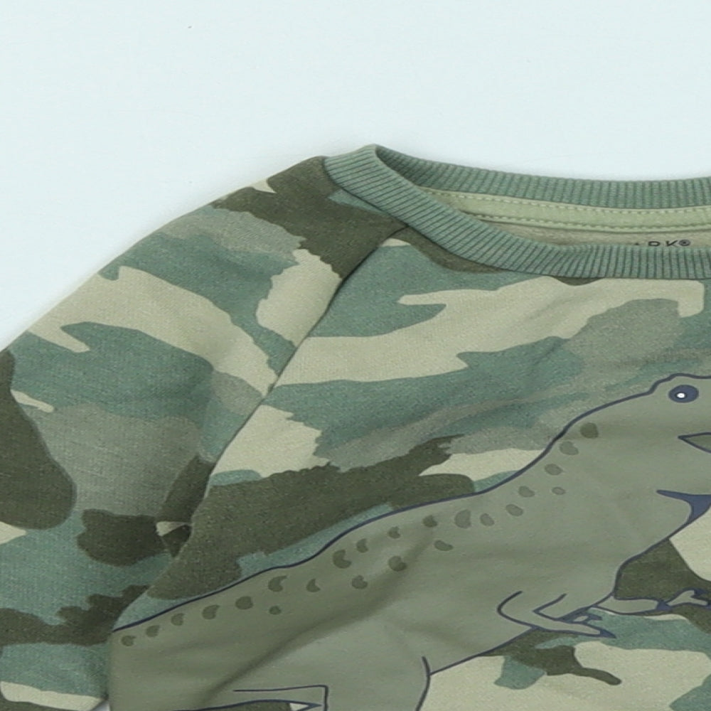 Primark Boys Green Camouflage Cotton Pullover Sweatshirt Size 2-3 Years - Dinosaur