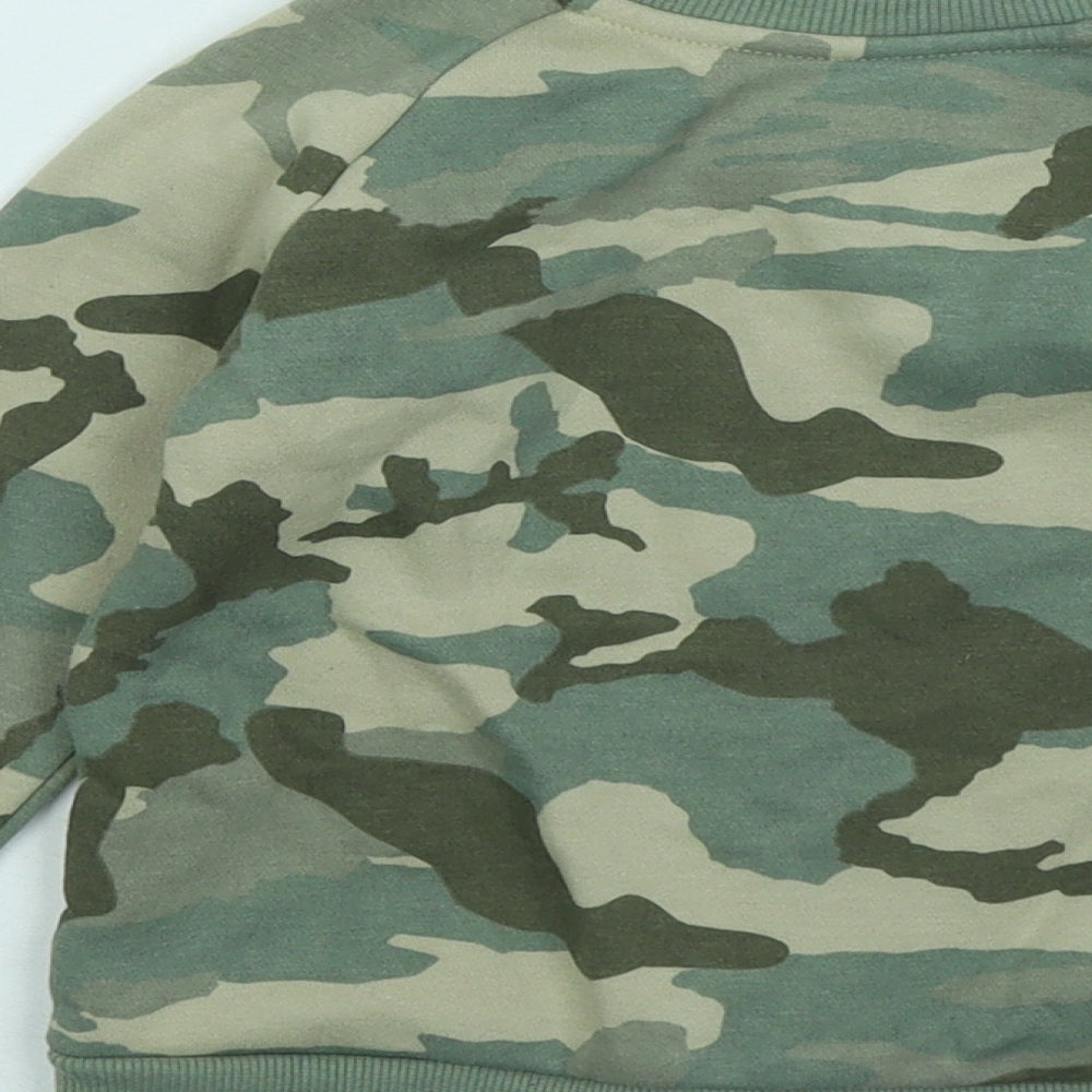Primark Boys Green Camouflage Cotton Pullover Sweatshirt Size 2-3 Years - Dinosaur