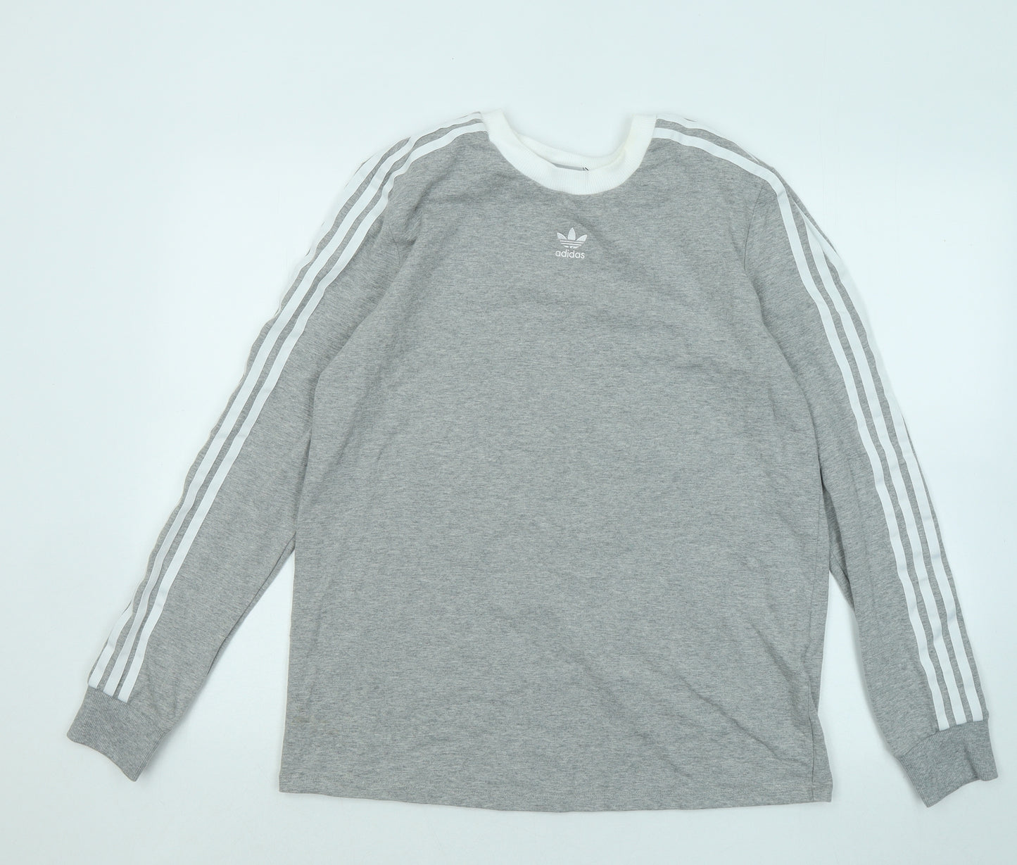 adidas Womens Grey Cotton Pullover Sweatshirt Size 18