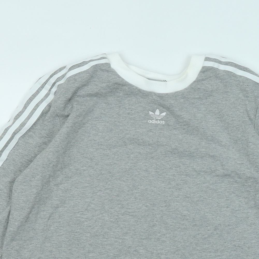 adidas Womens Grey Cotton Pullover Sweatshirt Size 18