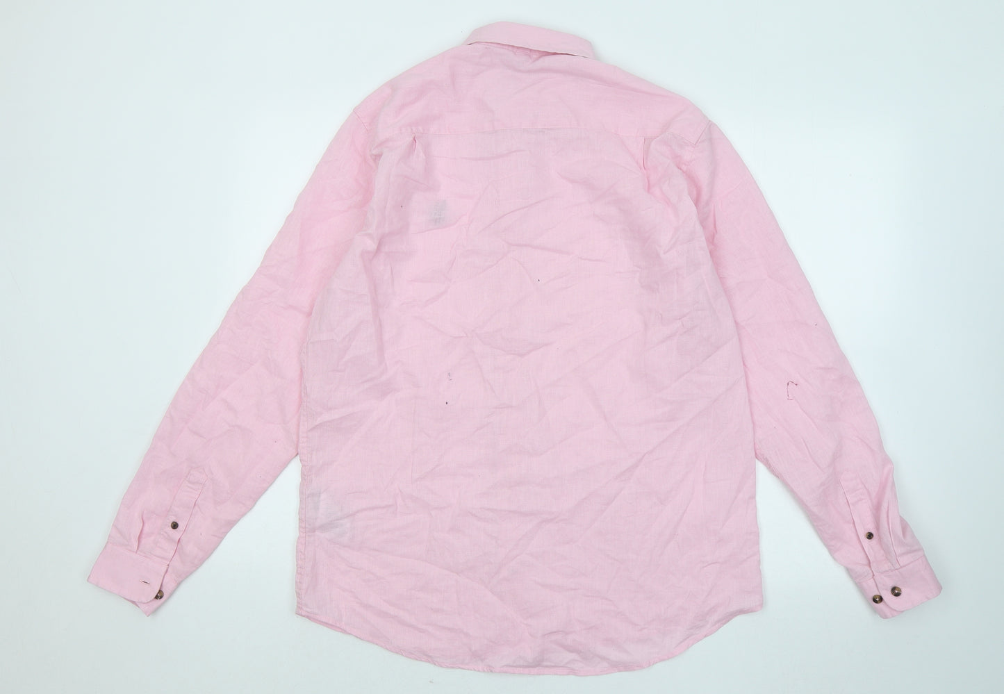 US Polo Assn. Mens Pink Cotton Button-Up Size L Collared Button