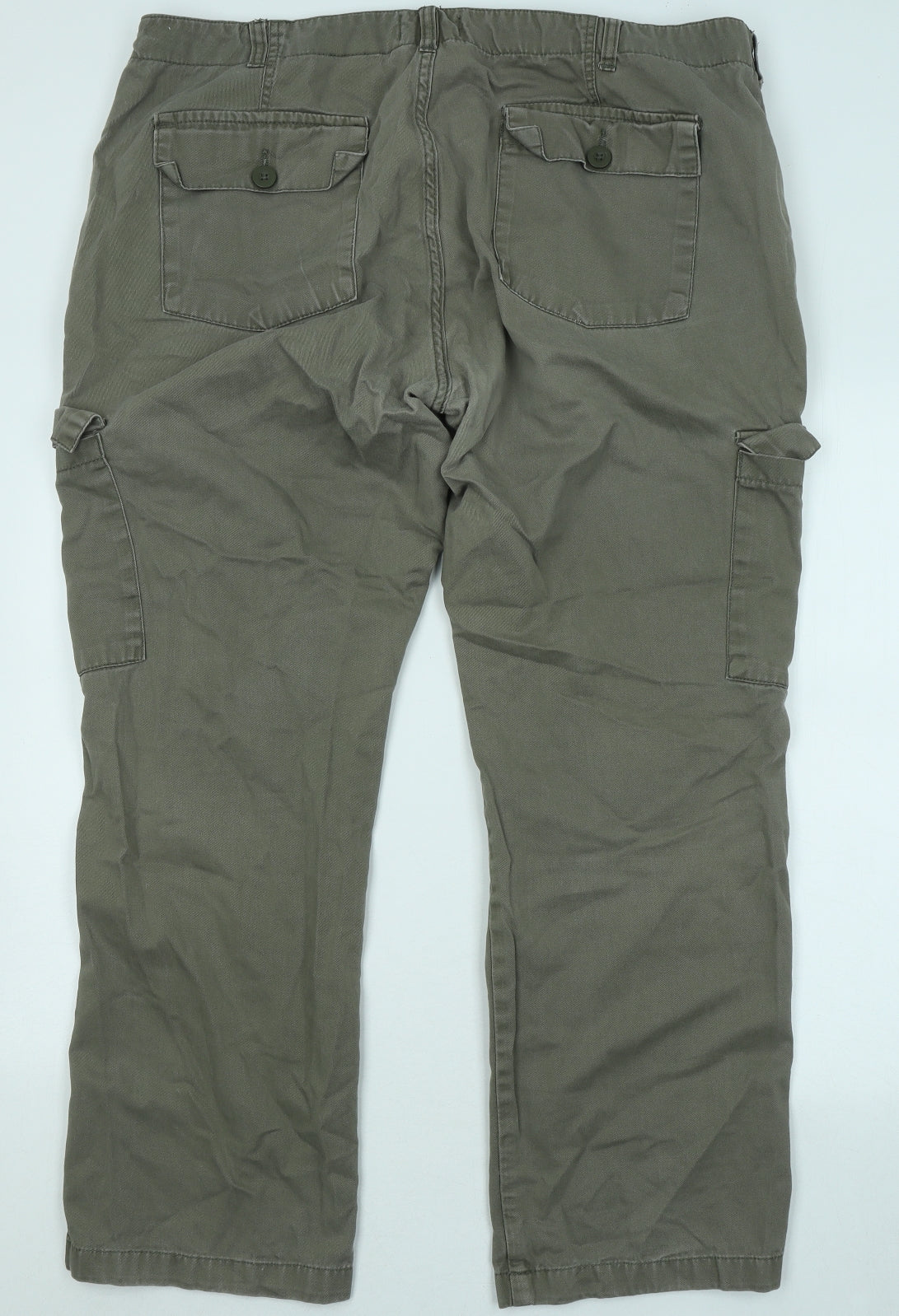 Jacamo Mens Green Cotton Cargo Trousers Size 44 in L28 in Regular Zip