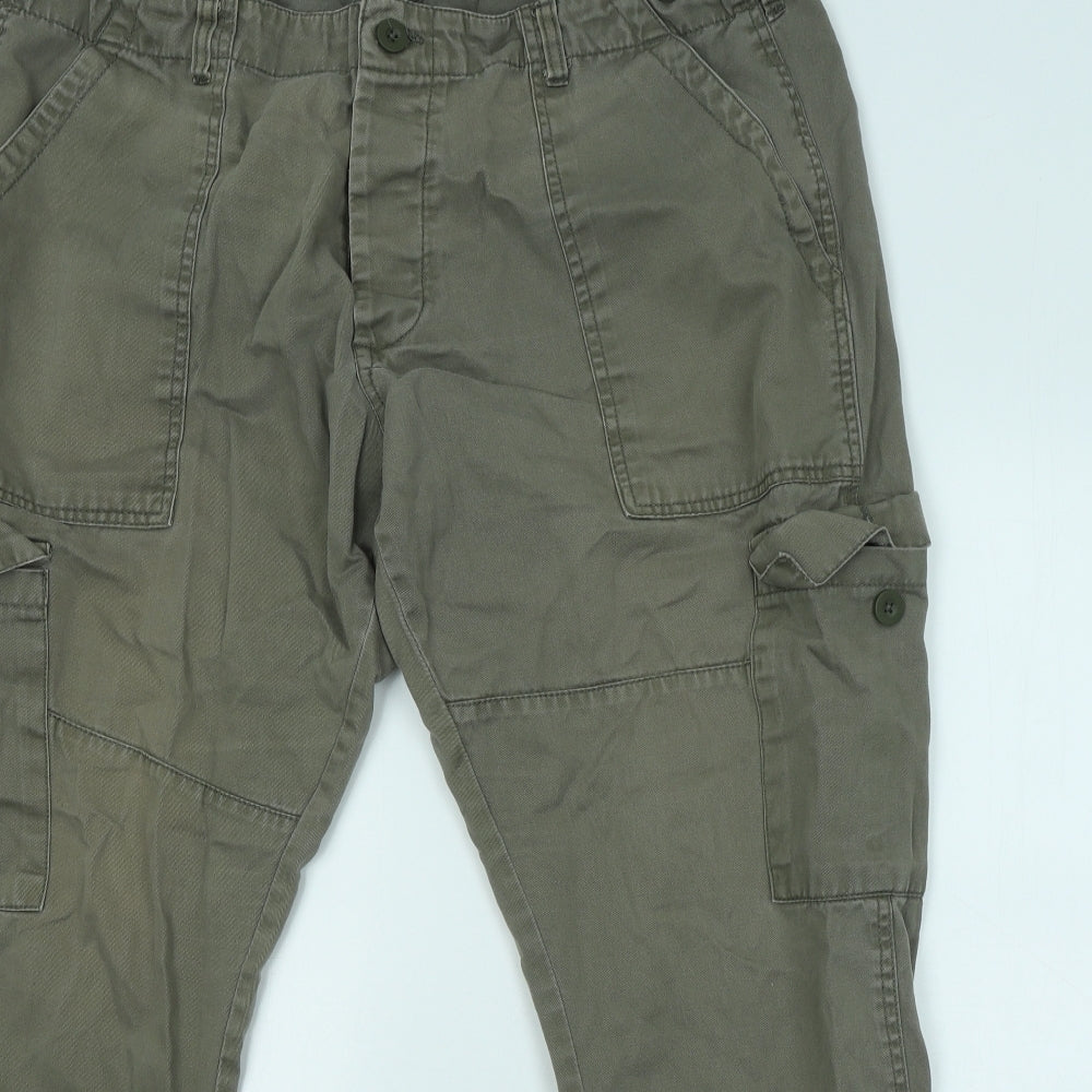 Jacamo Mens Green Cotton Cargo Trousers Size 44 in L28 in Regular Zip