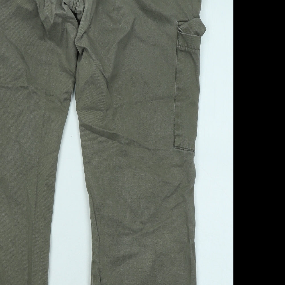 Jacamo Mens Green Cotton Cargo Trousers Size 44 in L28 in Regular Zip