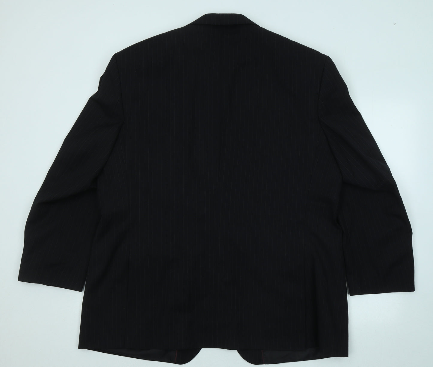 Preworn Mens Black Striped Wool Jacket Suit Jacket Size 48