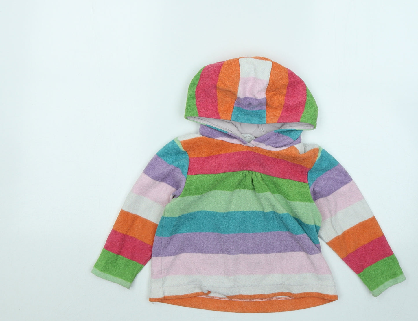 NEXT Girls Multicoloured Striped Polyester Pullover Hoodie Size 2-3 Years