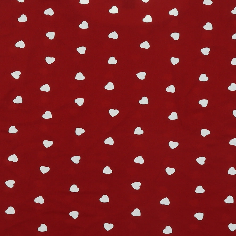 SheIn Womens Red Geometric Polyester Basic T-Shirt Size L Round Neck - Love Heart