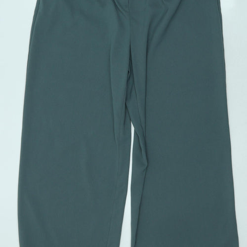 Marks and Spencer Womens Green Polyester Trousers Size 14 L30 in Regular Zip