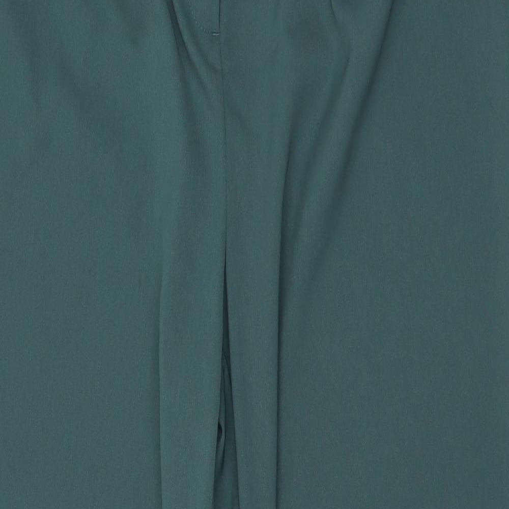 Marks and Spencer Womens Green Polyester Trousers Size 14 L30 in Regular Zip