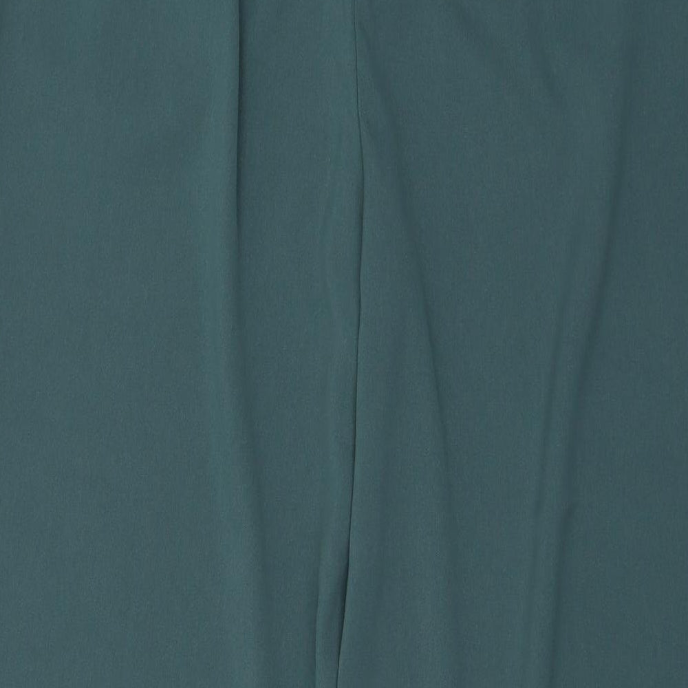 Marks and Spencer Womens Green Polyester Trousers Size 14 L30 in Regular Zip