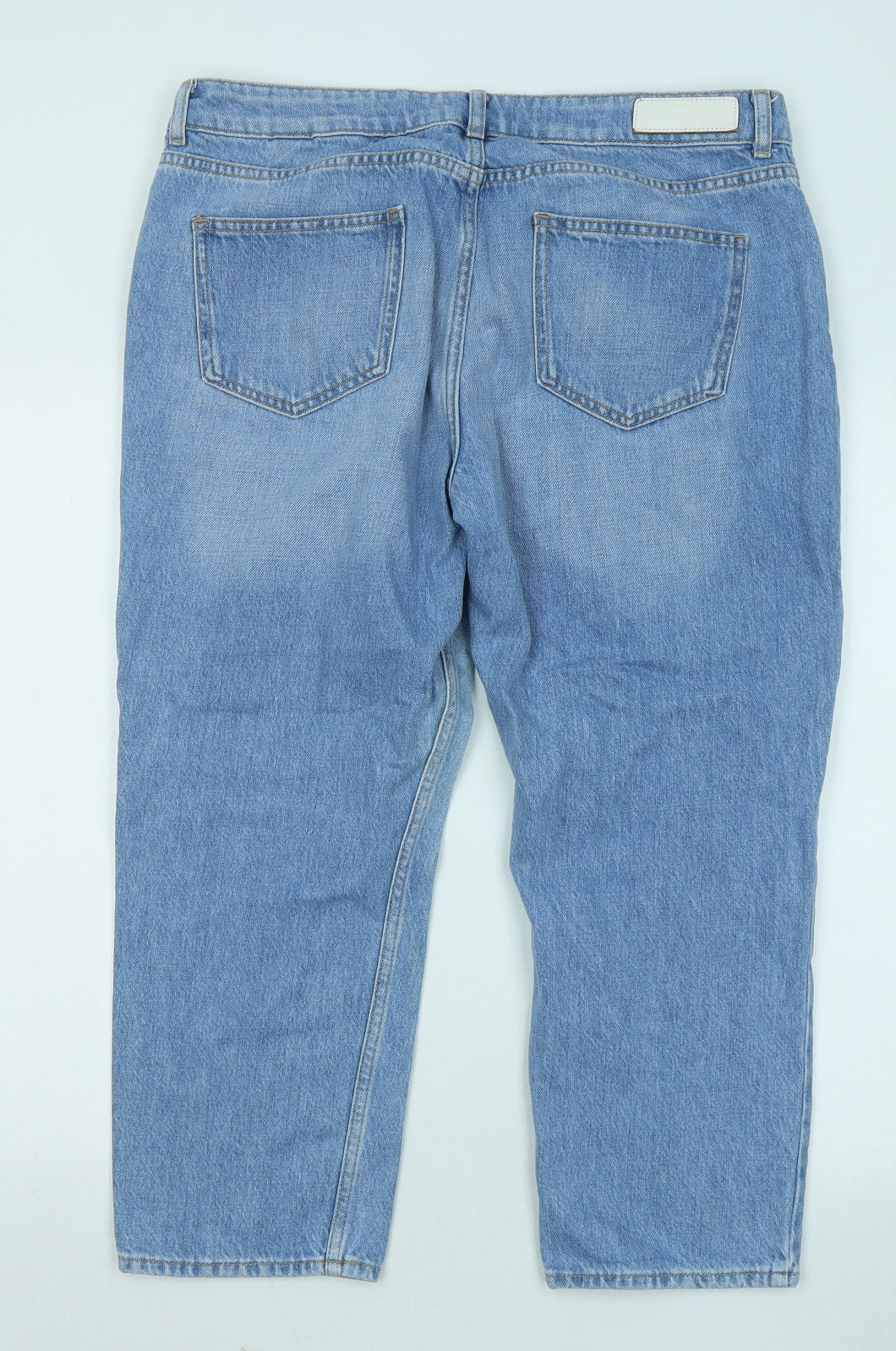 Marks and Spencer Womens Blue Cotton Cropped Jeans Size 16 L23 in Regular Zip