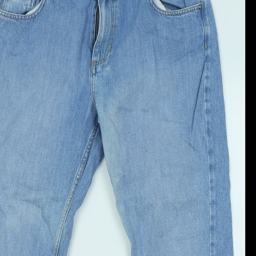 Marks and Spencer Womens Blue Cotton Cropped Jeans Size 16 L23 in Regular Zip