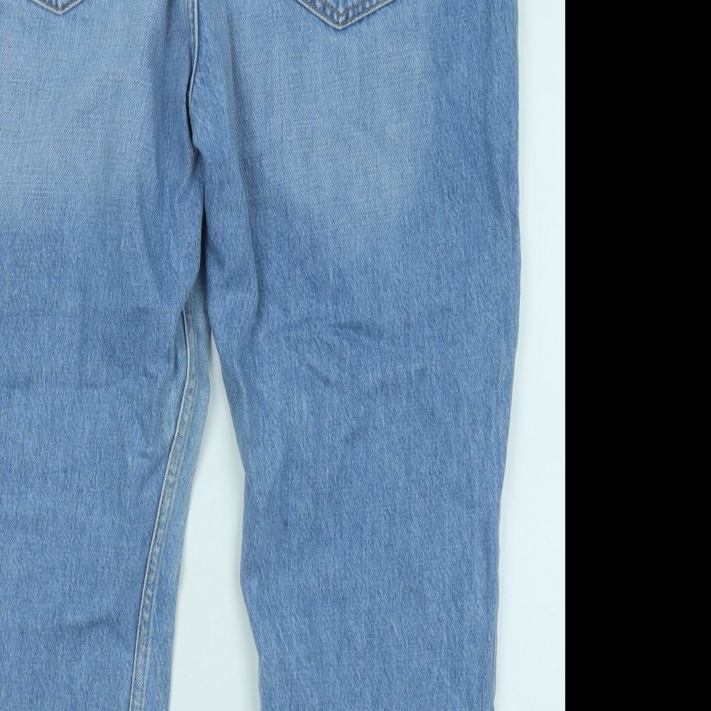 Marks and Spencer Womens Blue Cotton Cropped Jeans Size 16 L23 in Regular Zip