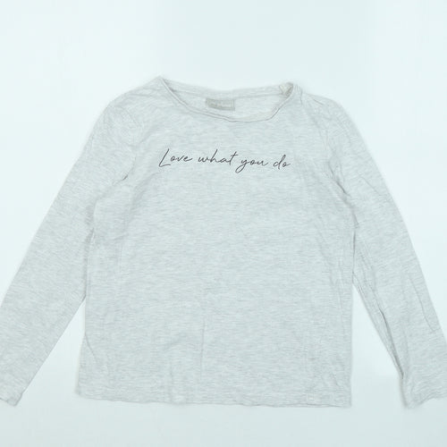 Matalan Girls Grey Cotton Basic T-Shirt Size 10 Years Round Neck - Love What You Do