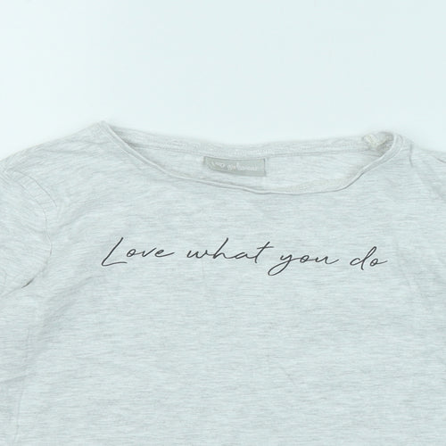 Matalan Girls Grey Cotton Basic T-Shirt Size 10 Years Round Neck - Love What You Do