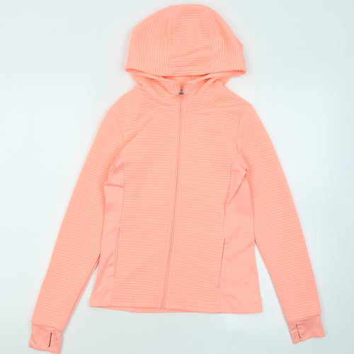 Dunnes Stores Girls Orange Polyester Full Zip Hoodie Size 10-11 Years Zip