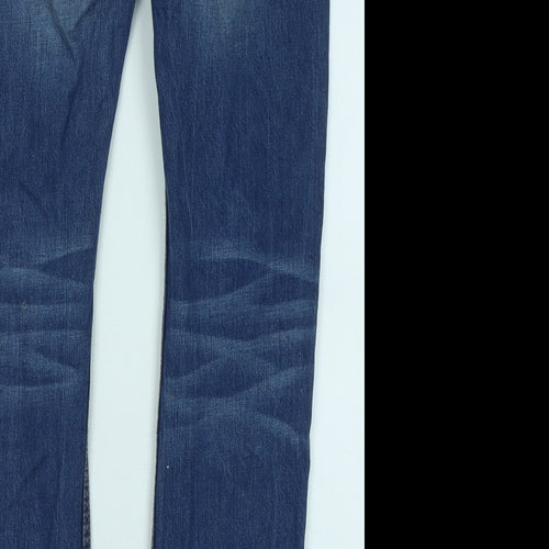 Superdry Mens Blue Cotton Straight Jeans Size 32 in L30 in Regular Zip