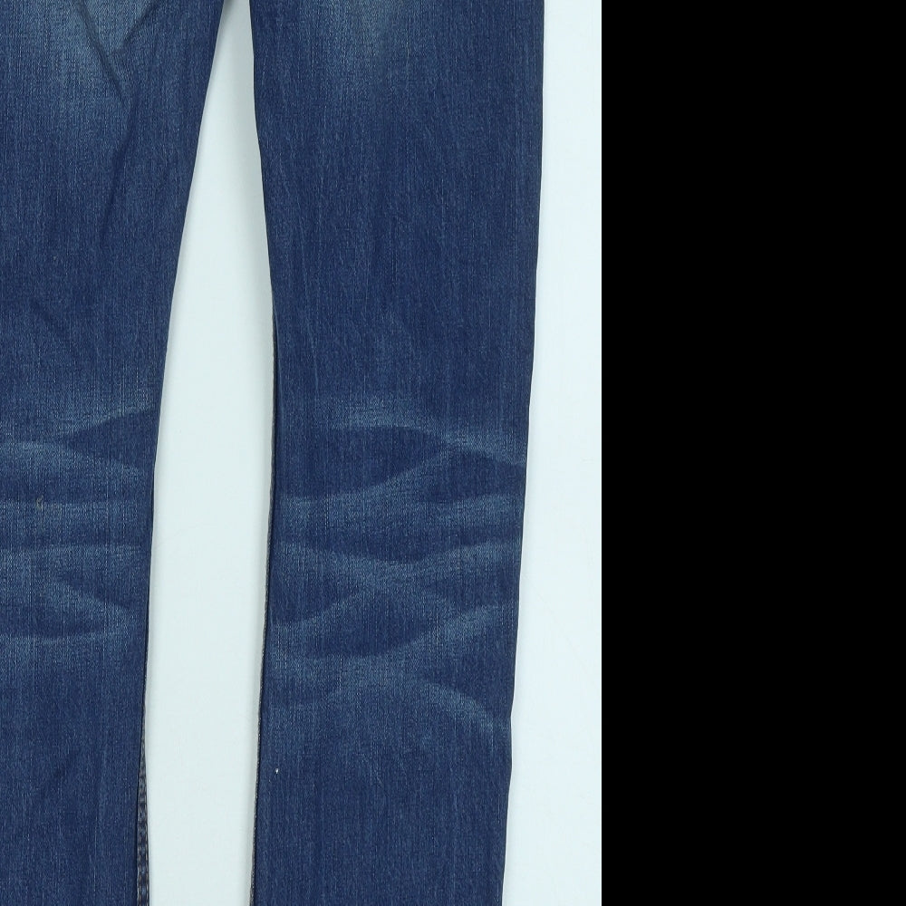 Superdry Mens Blue Cotton Straight Jeans Size 32 in L30 in Regular Zip