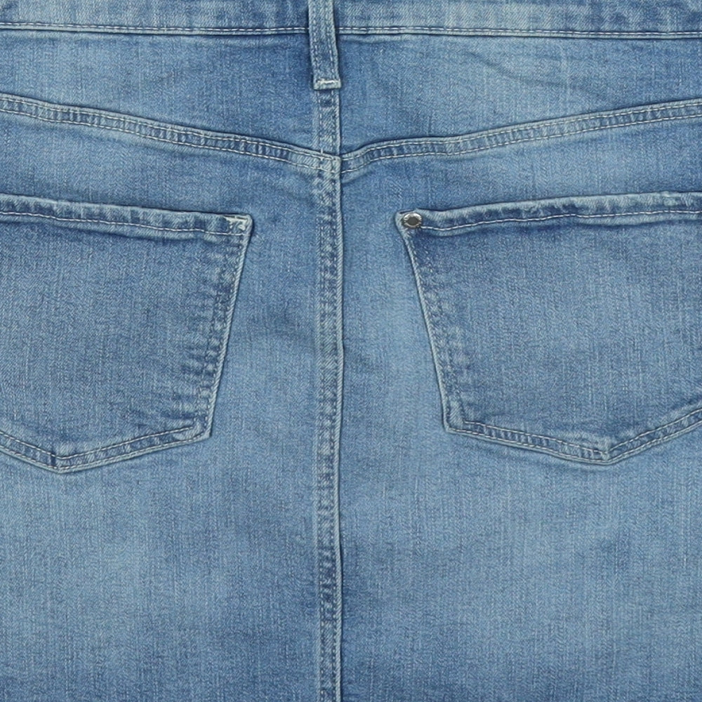 H&M Girls Blue Cotton A-Line Skirt Size 12-13 Years Regular Zip - Distressed